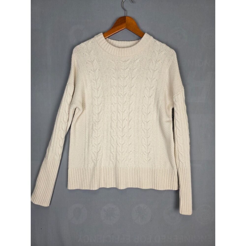 Cashmere Italian Wool Blend Fisherman Cableknit Sweater Banana Republic Large